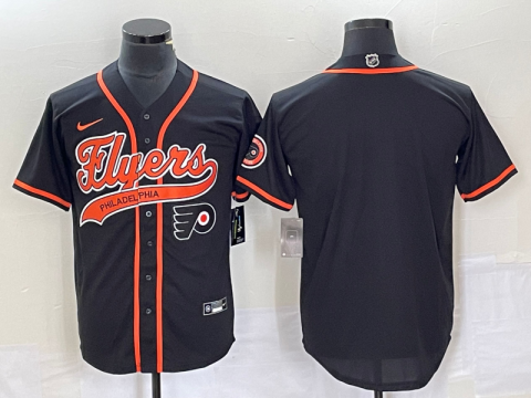 Men's Philadelphia Flyers Blank Cool Base Stitched Baseball Jerseys - Black