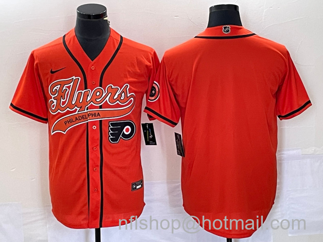 Men's Philadelphia Flyers Blank Cool Base Stitched Baseball Jersey - Orange