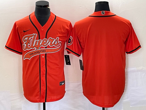 Men's Philadelphia Flyers Blank Cool Base Stitched Baseball Jerseys - Orange