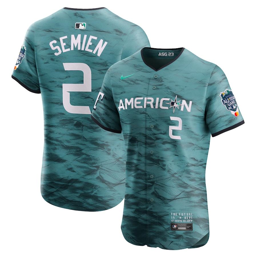 Marcus Semien #2 Men's American League 2023 MLB All-Star Game Flex Base Stittched Jersey - Teal