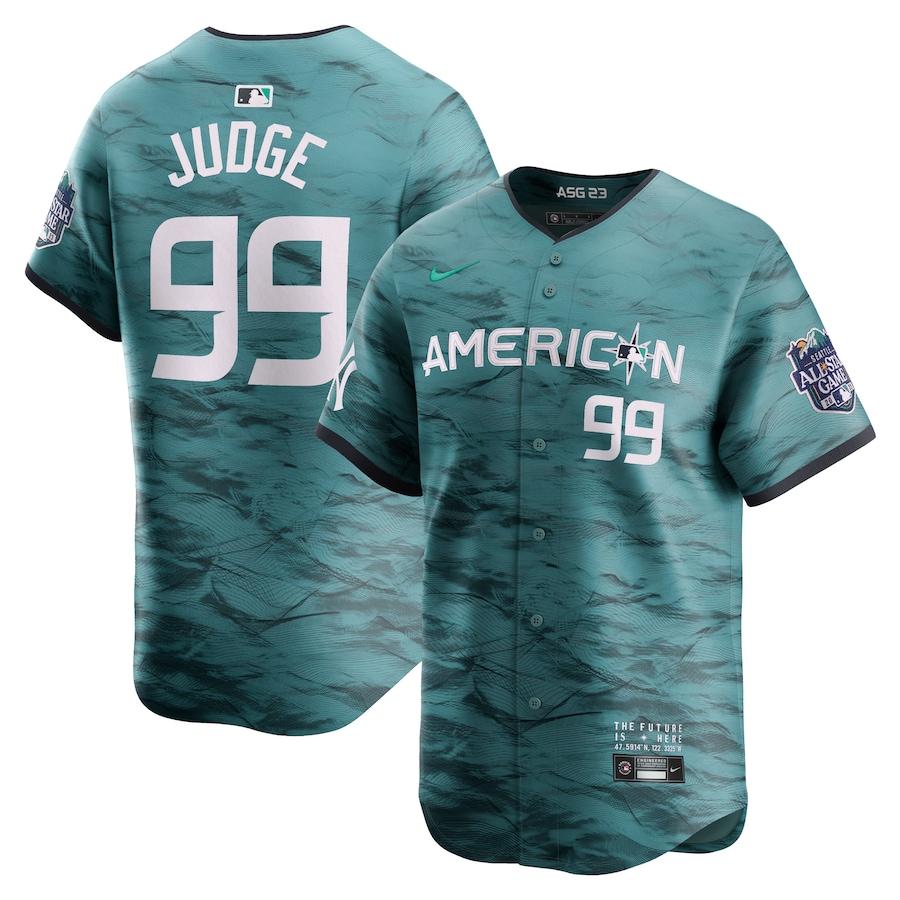 Aaron Judge #99 Men's American League 2023 MLB All-Star Game Cool Base Stitched Jersey - Teal