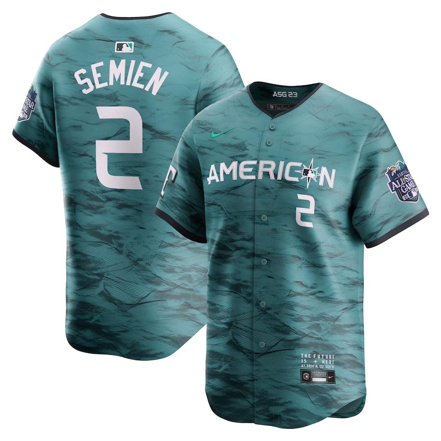 Marcus Semien #2 Men's American League 2023 MLB All-Star Game Cool Base Stitched Jersey - Teal