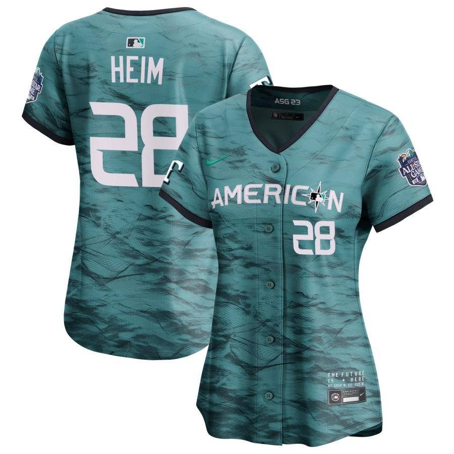 Jonah Heim #28 American League Women's 2023 MLB All-Star Game Cool Base Stitched Jersey - Teal