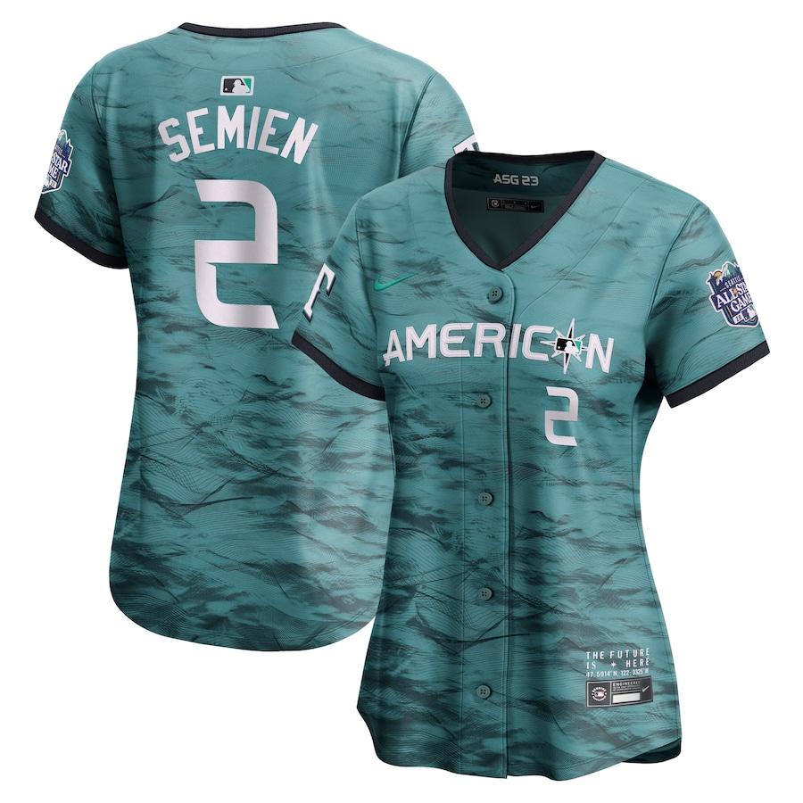 Marcus Semien #2 American League Women's 2023 MLB All-Star Game Cool Base Stitched Jersey - Teal