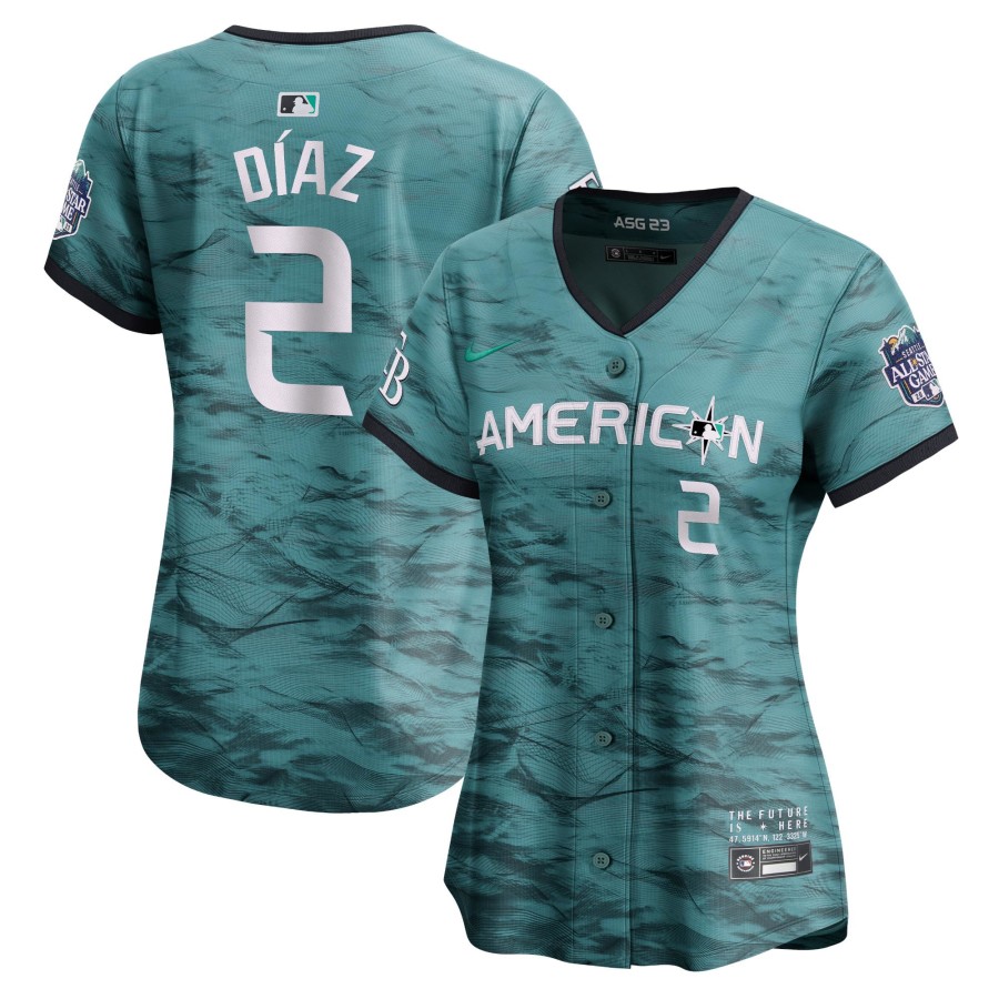 Yandy Díaz #2 American League Women's 2023 MLB All-Star Game Cool Base Stitched Jersey - Teal