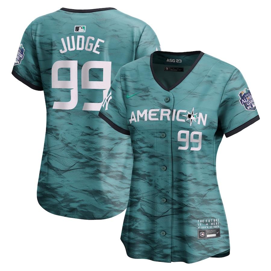 Aaron Judge #99 American League Women's 2023 MLB All-Star Game Cool Base Stitched Jersey - Teal