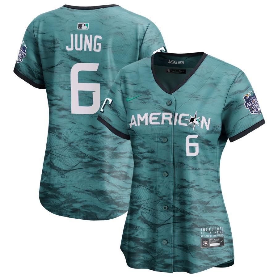 Josh Jung #6 American League Women's 2023 MLB All-Star Game Cool Base Stitched Jersey - Teal