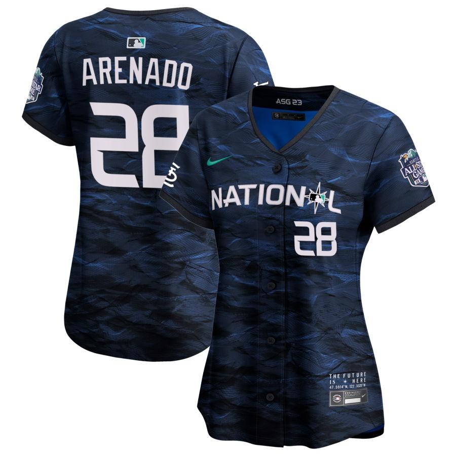 Nolan Arenado #28 National League Women's 2023 MLB All-Star Game Cool Base Stitched Jersey - Royal