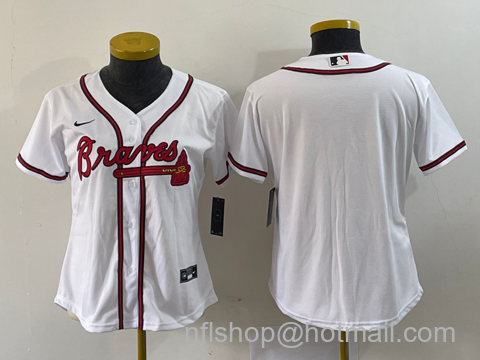 Women's Atlanta Braves Blank Stitched MLB Cool Base Nike Jersey - White