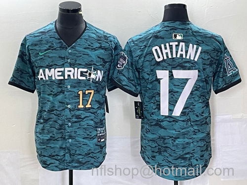 Shohei Ohtani Men's Los Angeles Angels #17 2023 All Star Cool Base Stitched Jersey - Number Teal