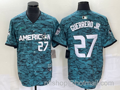 Vladimir Guerrero Men's Toronto Jays #27 Jr Teal 2023 All Star Cool Base Stitched Jersey - Blue