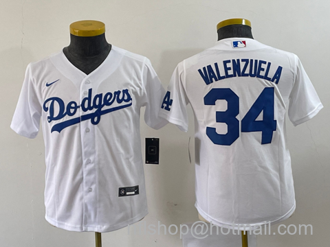 Fernando Valenzuela Youth Los Angeles Dodgers #34 Stitched Cool Base Nike Jersey - White