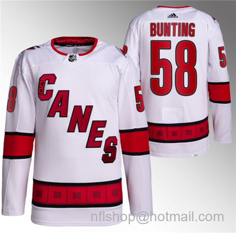 Michael Bunting Men's Carolina Hurricanes #58 Stitched Jersey - White