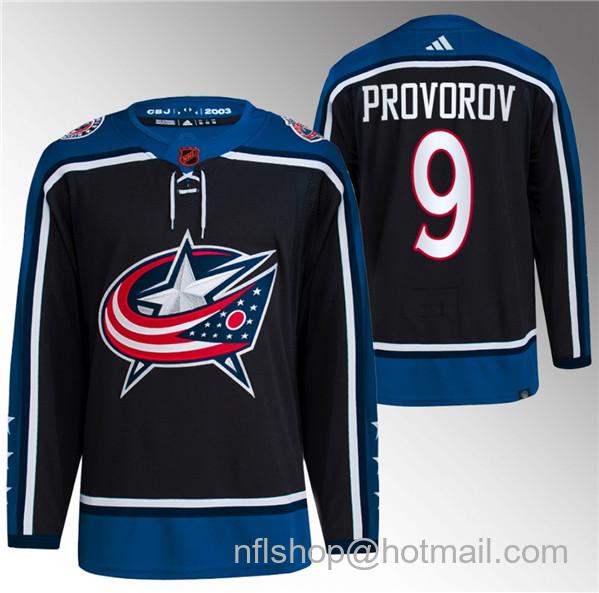 Ivan Provorov Men's Columbus Blue Jackets #9 2022-23 Reverse Retro Stitched Jersey - Black