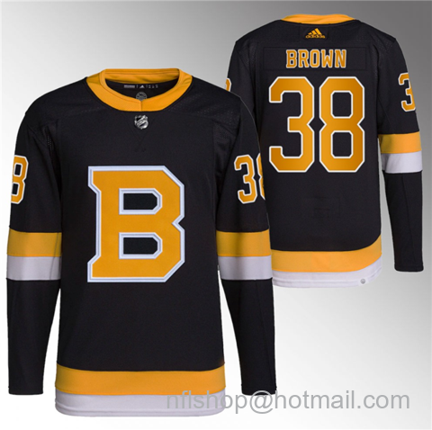 Patrick Brown Men's Boston Bruins #38 Home Breakaway Stitched Jersey - Black