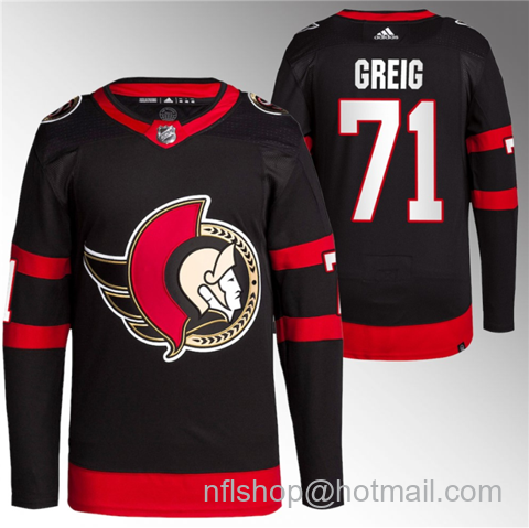 Ridly Greig Men's Ottawa Senators #71 Premier Breakaway Stitched Jersey - Black