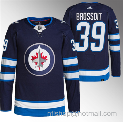 Laurent Brossoit Men's Winnipeg Jets #39 Stitched Jersey - Navy