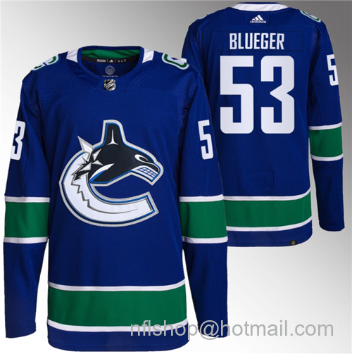 Teddy Blueger Men's Vancouver Canucks #53 Retro Stitched Jersey - Blue