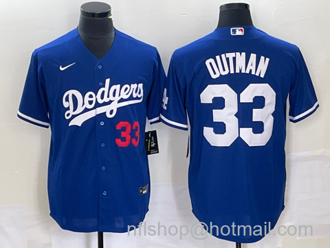 James Outman Men's Los Angeles Dodgers #33 Number Cool Base Stitched Jersey - Blue