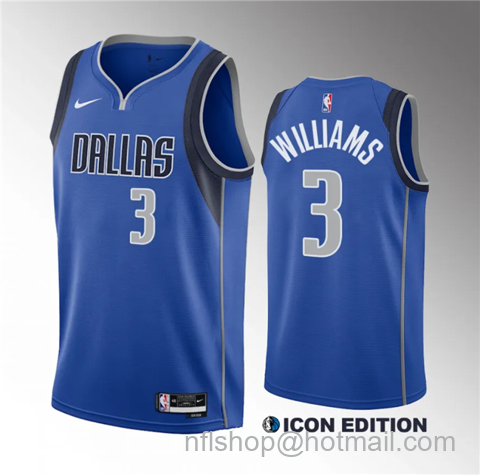 Grant Williams Men's Dallas Mavericks #3 Icon Edition Stitched Basketball Jersey - Blue