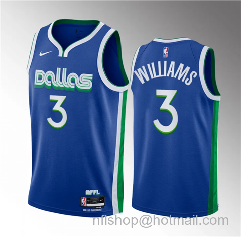 Grant Williams Men's Dallas Mavericks #3 City Edition Stitched Basketball Jersey - Blue