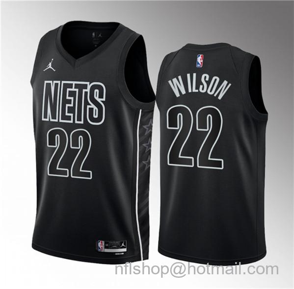 Jalen Wilson Men's Brooklyn Nets #22 2023 Draft Statement Edition Stitched Basketball Jersey - Black