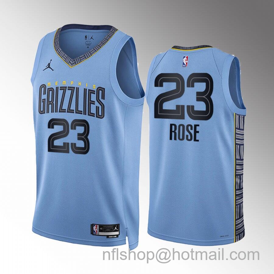 Derrick Rose Men's Memphis Grizzlies #23 Statement Edition Stitched Basketball Jersey - Blue