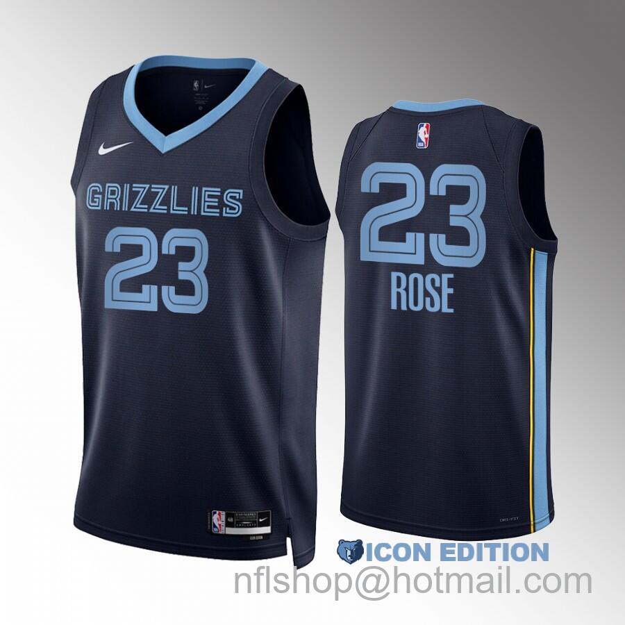 Derrick Rose Men's Memphis Grizzlies #23 Icon Edition Stitched Basketball Jersey - Navy