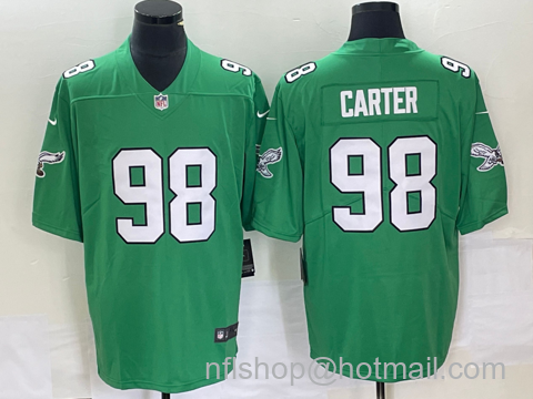 Jalen Carter Men's Philadelphia Eagles #98 2023 Vapor Limited Throwback Jersey - Green