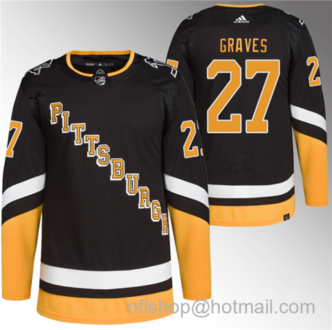 Ryan Graves Men's Pittsburgh Penguins #27 2021-22 Alternate Primegreen Stitched Jersey - Black