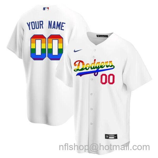 Men's Los Angeles Dodgers Customized Cool Base Stitched Baseball Jersey - White