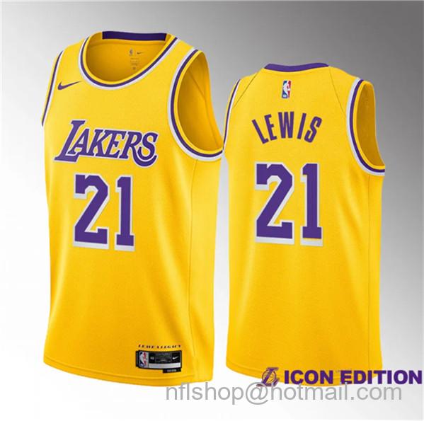 Maxwell Lewis Men's Los Angeles Lakers #21 Yellow 2023 Draft Icon Edition Stitched Basketball Jersey