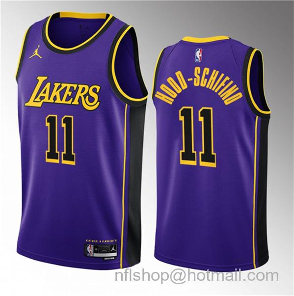 Jalen Hood-Schifino Men's Los Angeles Lakers #11 2023 Draft Statement Edition Stitched Basketball Jersey - Purple