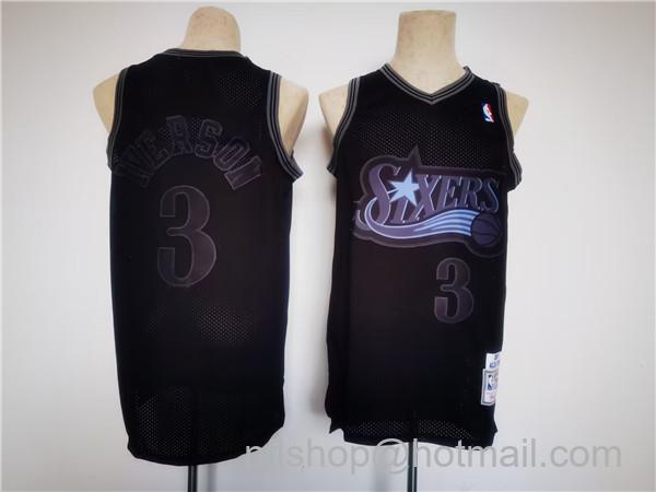 Allen Iverson Men's Philadelphia 76ers #3 Throwback basketball Jersey - Black