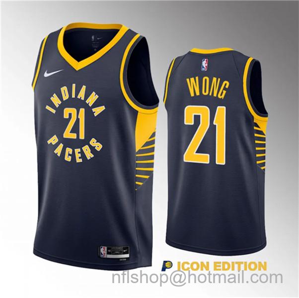 Isaiah Wong Men's Indiana Pacers #21 2023 Draft Icon Edition Stitched Basketball Jersey - Navy