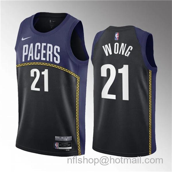 Isaiah Wong Men's Indiana Pacers #21 2023 Draft City Edition Stitched Basketball Jersey - Blue