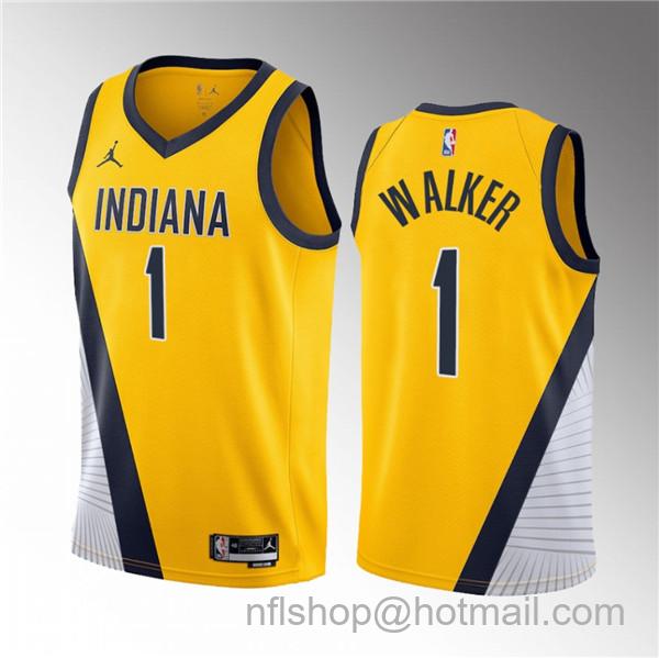 Jarace Walker Men's Indiana Pacers #1 2023 Draft Statement Edition Stitched Basketball Jersey - Yellow