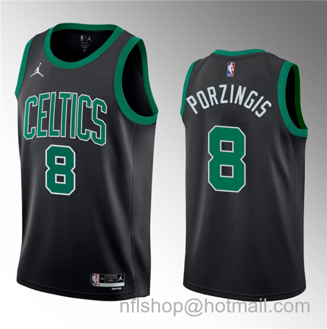 Kristaps Porzingis Men's Boston Celtics #8 2023 Draft Statement Edition Stitched Basketball Jersey - Black