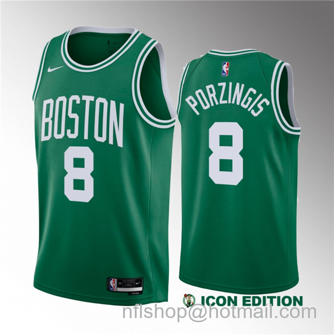 Kristaps Porzingis Men's Boston Celtics #8 2023 Draft Icon Edition Stitched Basketball Jersey - Green