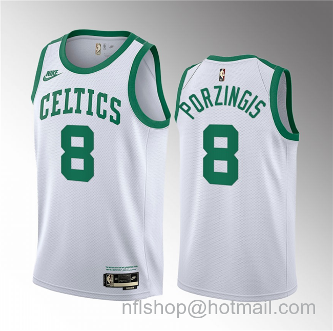 Kristaps Porzingis Men's Boston Celtics #8 2023 Draft Association Edition Stitched Basketball Jersey - White