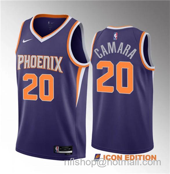 Toumani Camara Men's Phoenix Suns #20 2023 Draft Icon Edition Stitched Basketball Jersey - Purple