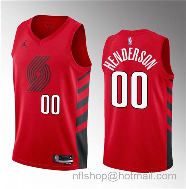 Scoot Henderson Men's Portland Trail Blazers #00 2023 Draft Statement Edition Stitched Basketball Jersey - Red