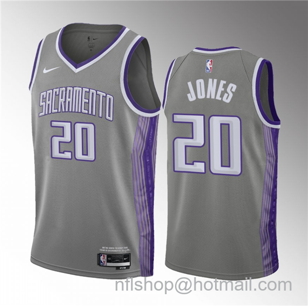 Colby Jones Men's Sacramento Kings #20 2023 Draft City Edition Stitched Jersey - Gray