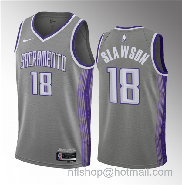 Jalen Slawson Men's Sacramento Kings #18 2023 Draft City Edition Stitched Jersey - Gray