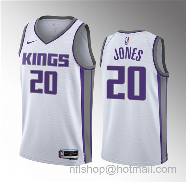 Colby Jones Men's Sacramento Kings #20 2023 Draft Association Edition Stitched Jersey - White