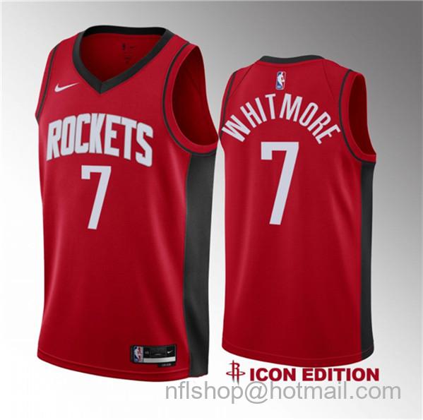 Cam Whitmore Men's Houston Rockets #7 2023 Draft Icon Edition Stitched Basketball Jersey - Red