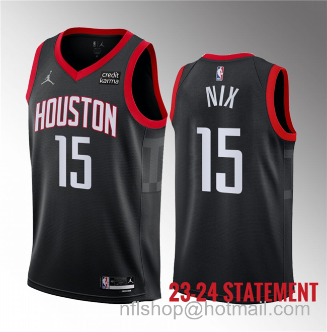 Daishen Nix Men's Houston Rockets #15 2023 Statement Edition Stitched Basketball Jersey - Black