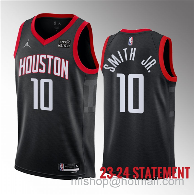 Jabari Smith Men's Houston Rockets #10 Jr. 2023 Statement Edition Stitched Basketball Jersey - Black