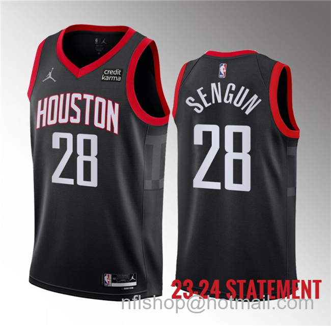 Alperen Sengun Men's Houston Rockets #28 2023 Statement Edition Stitched Basketball Jersey - Black