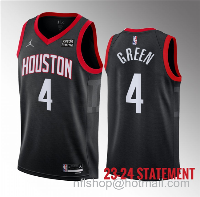 Jalen Green Men's Houston Rockets #4 2023 Statement Edition Stitched Basketball Jersey - Black